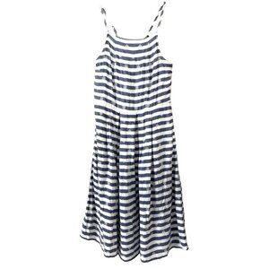 Nautical Blue White Striped Floral Coastal Granddaughter Dress M Cottagecore